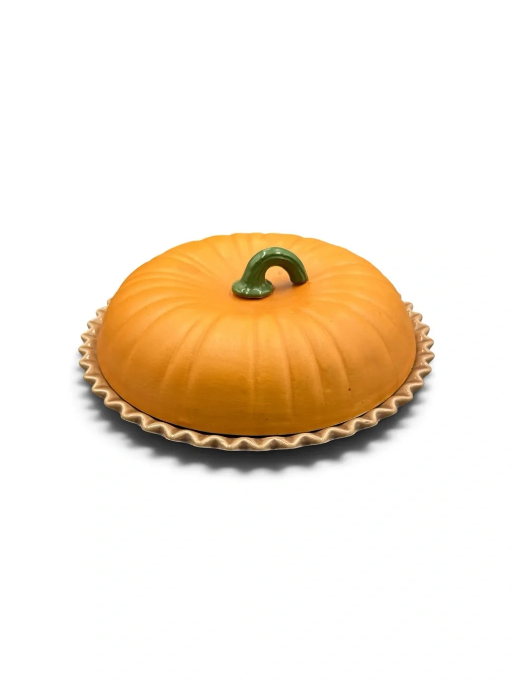 Vintage Pumpkin Pie Keeper Ceramic Covered Dish Recipe Fall Thanksgiving Taiwan